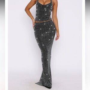 Good Vibes Only Embellished Maxi Skirt Black